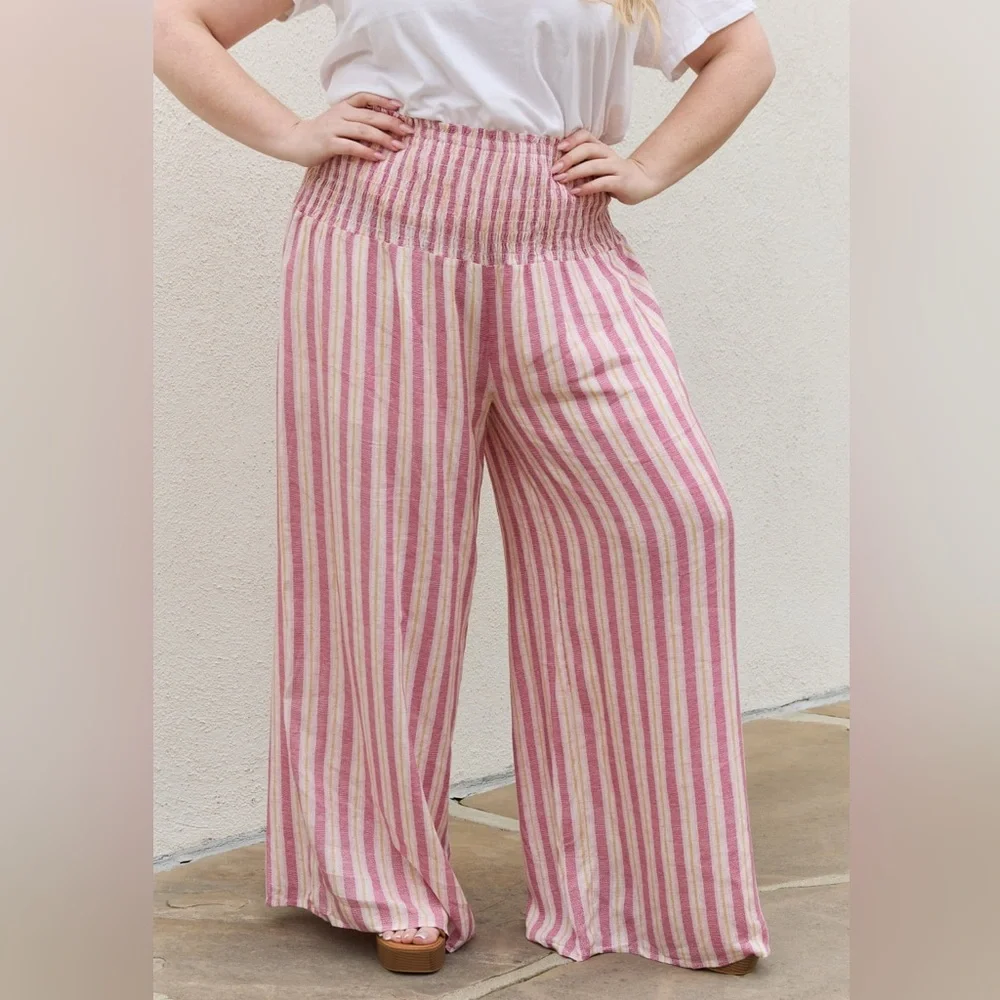 NEW HEYSON Plus Size Wide Leg Striped Palazzo Pants - Picture 4 of 5